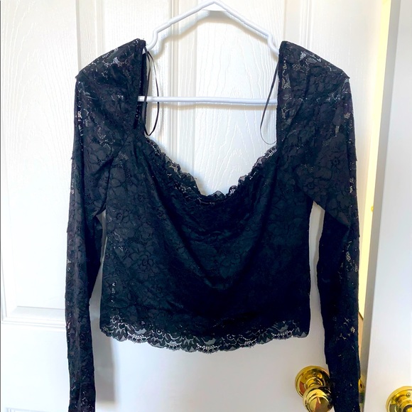 Guess Women's Kristy Off-The-Shoulder Lace Top Black - Picture 3 of 3